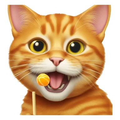 Orange cat that is licking a lollipop  sticker