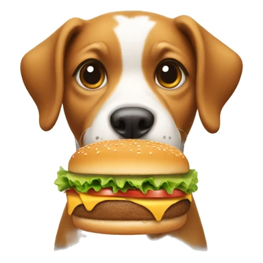 dog holding burger  sticker