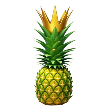 Cinematic Realistic Pineapple Emoji, Tropical and vibrant, with a golden-yellow textured skin and a crown of spiky green leaves on top. The body of the fruit is sharply geometric, its surface rich with natural patterns. Soft glowing outline, capturing the essence of exotic sweetness and tropical flair in a fresh pineapple! sticker