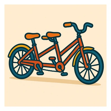 Remove the basket from the tandem citybike, keep playful cartoon style. sticker
