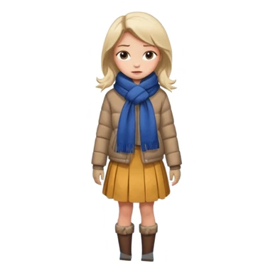 fai l'immagine di una ragazza su un lago ghiacciato che si sta incrinando sotto i suoi piedi, lei guarda giù sussultando terrorizzata falle la gonna sticker