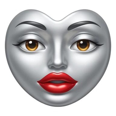 A seductive pair of slightly parted lips emoji made of liquid silver chrome, smooth glossy metallic surface, soft sensual curves, subtle reflections, luxury sexy aesthetic, minimal iOS emoji style, centered composition, clean white background, soft studio lighting, no text sticker