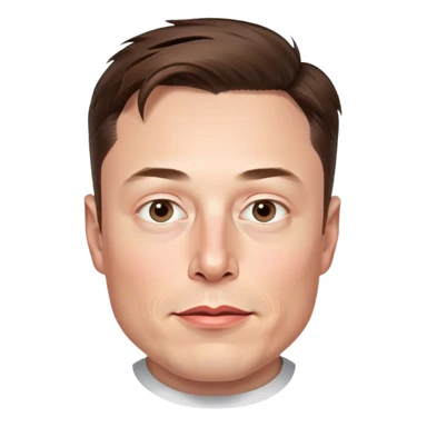 A highly detailed, photorealistic illustration of just Elon Musk's head, no neck. The rendering should closely match his real facial features, skin and hair, with hyper realistic shading and lighting. Transparent background sticker