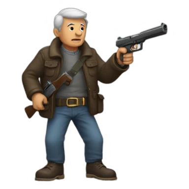 Grandfather with a gun sticker