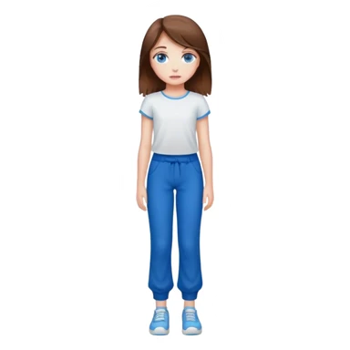 Mädchen jung, braune Haare und blaue Augen, ganzer Körper lange hose sticker