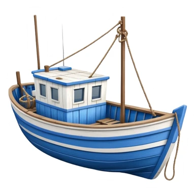 Design a small fishing boat with nets sticker