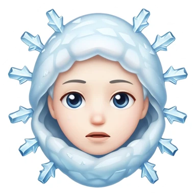 Shivering face with ice crystals, very cold sticker