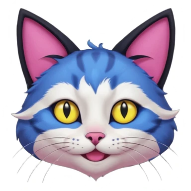 image friend from deltarune, a cat with a pink eye and a yellow eye, and black fur and pointy ears smiling sticker