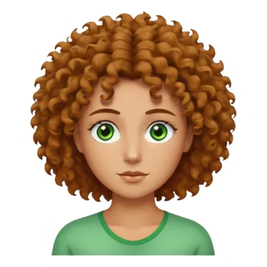Hot, fluffy curly messy blobd hair, green eyes, tanned skin, squear sculpted head, arched broen brows, sticker