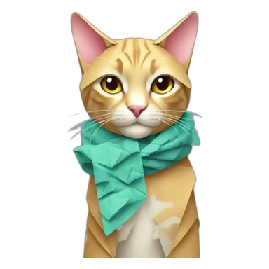 Fashion Cat in origami scarf sticker