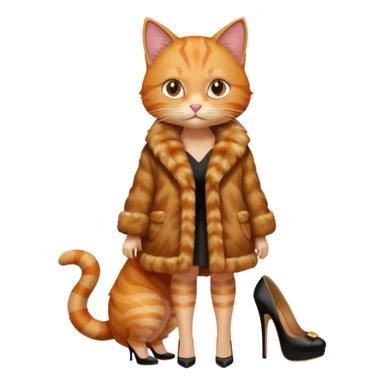 a ginger cat in fur coat and high heels sticker