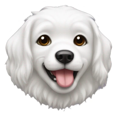 Un perro blanco peludo con un moño rosita  sticker