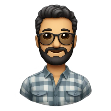 homem de barba bem grande e camisa preta e óculos sticker