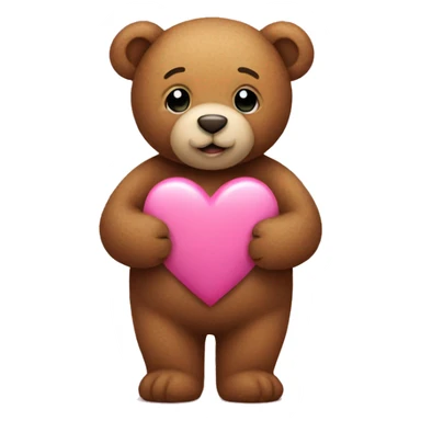 Teddy bear holding a pink heart sticker