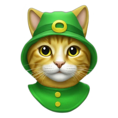 cat dressed in green costume with yellow hat The Mask 1994 sticker