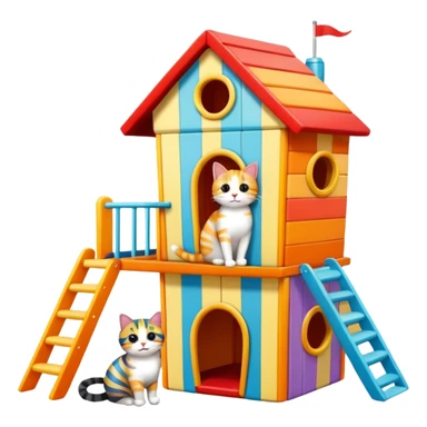 cats relaxing in a vertical playhouse sticker
