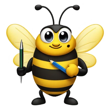 cute busy bee with pen sticker