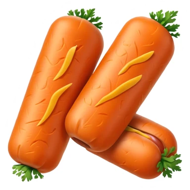 Orange carrot pieces, short fat cylinders, both ends rounded like mini hot dogs sticker