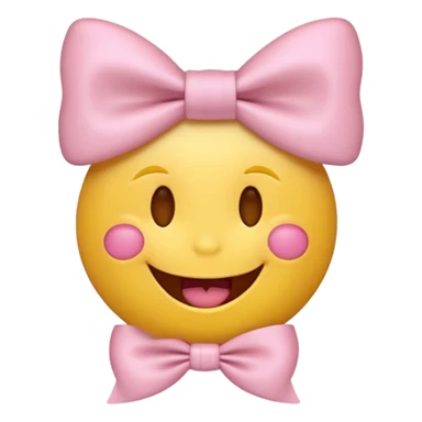 classic yellow laughing emoji with a very pretty pale pale pink bow sticker