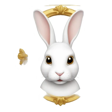 white rabbite face, luxury style, gold border sticker