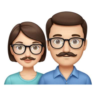 caucasian couple brunette mustache glasses sticker