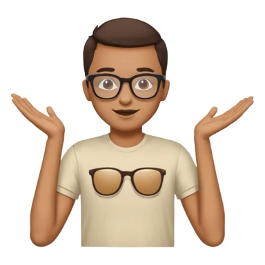 gender neutral person, chest up, graphic t-shirt, hip glasses, friendly expression sticker