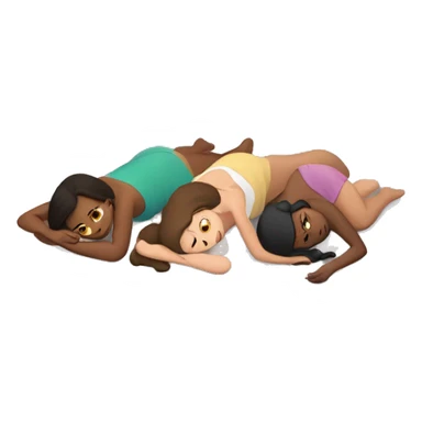 Three flattened simplistic Women laying on the ground. Different skin colours sticker