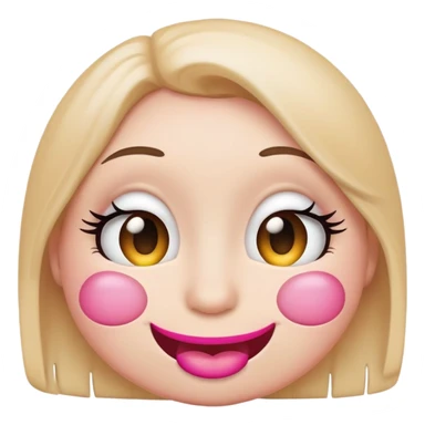 Smiley emoji with pink large pout and eyelashes  sticker
