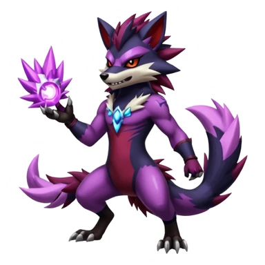Shiny Anthropomorphic furry Badass cool Zeraora-Zoroark-Obstagoon--fusion sticker
