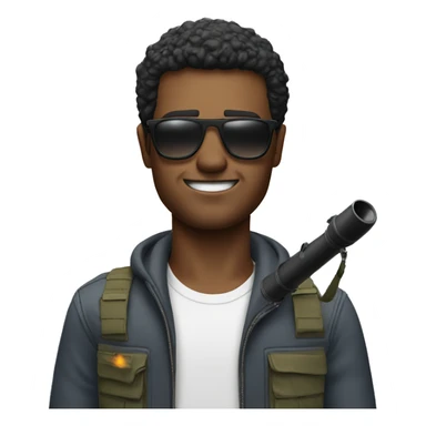 man with bazooka and sunglasses sticker