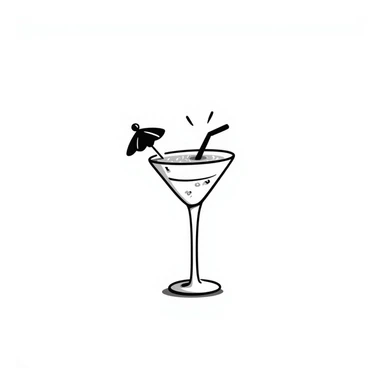 pina colada, hand drawn doodle, simple and playful, with a little umbrella sticker