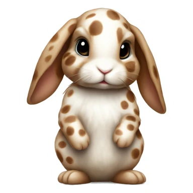 realistic baby bunny with spots with a brown bow sticker