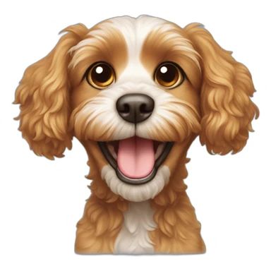 a cavoodle type dog that is smiling and goofy sticker