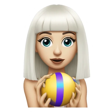 lady gaga with fringe holding koons ball sticker