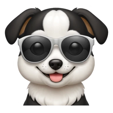 black and white dog wearing sunglasses sticker