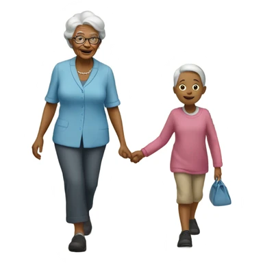 Grandma walking with granddaughter  sticker