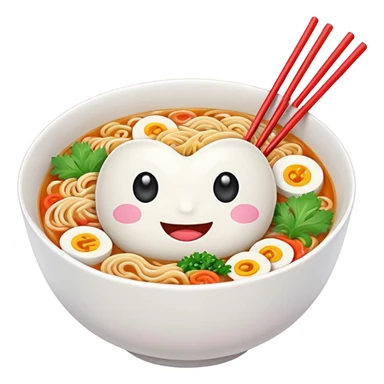 kawaii ramen with cute eyes and smile on the bowl only and 2 chopsticks ONLY sticker