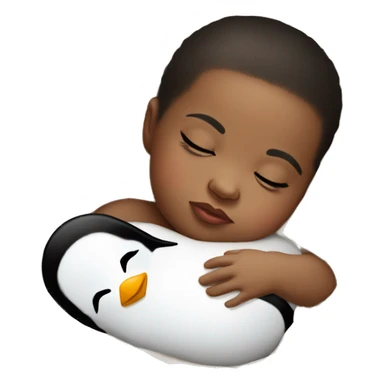 Baby girl sleeping with a penguin pillow sticker
