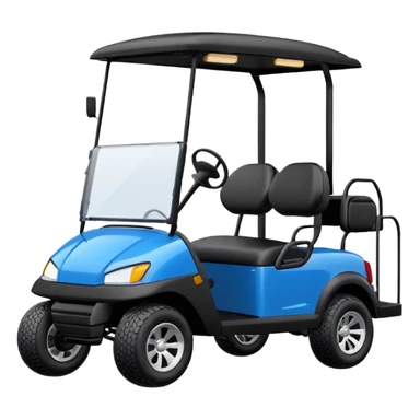 Electric blue golf cart with black seat and top emoji sticker