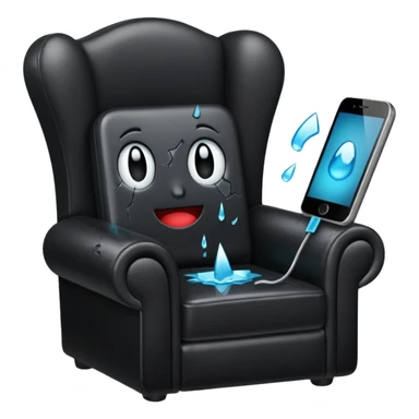 a phone in a chair looking sad and crying sticker