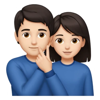 a boy putting a girls hair behind her ear gesture sticker