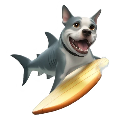 shark surfing with friend dog sticker
