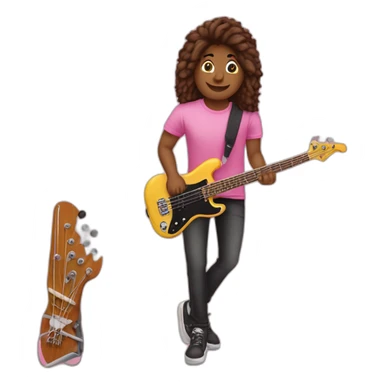 bruned-long-bassguitar-player-pink-tshirt-pink sticker