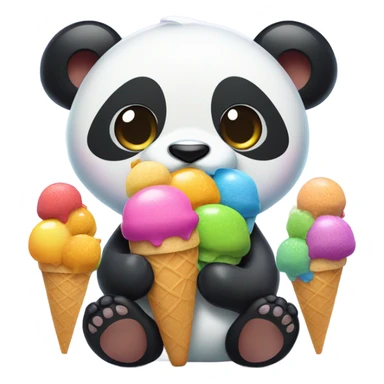 Panda eating ice creams  sticker
