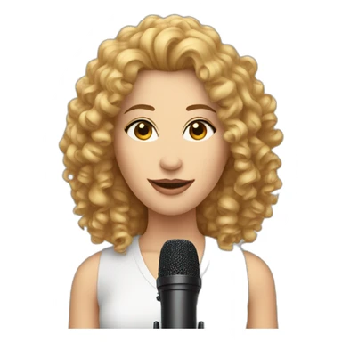 podcast host curly white woman with microphone sticker