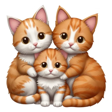 3 kittens cuddling together all different colours, the first one is grey and white, the second is ginger and white and the third is brown tabby and white sticker