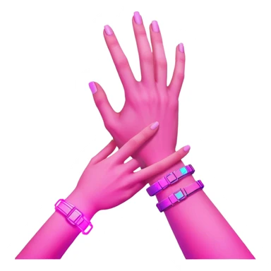 Neon cyberpunk style 
male hand holding female sticker