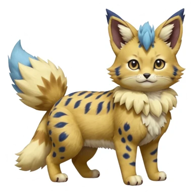 Blueberry-themed puffy fluffy thick bushy brownish soft realistic romantic vintage antique divine beautiful elegant pretty precious cute young youthful  Fakémon-Pokémon-feline-Zeraora-Jolteon-serval-caracal-chinchilla-Minccino-Cinccino-Meowstic-rodent-hybrid-creature (full body) sticker