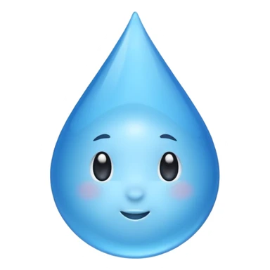 A single water droplet emoji, glossy and smooth, cartoonish, vibrant blue color, high detail, simple and cute design, without facial features, isolated on white background, centered compositio

 sticker
