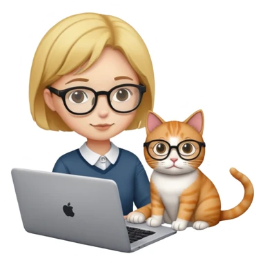 cat sitting next to person working on laptop sticker
